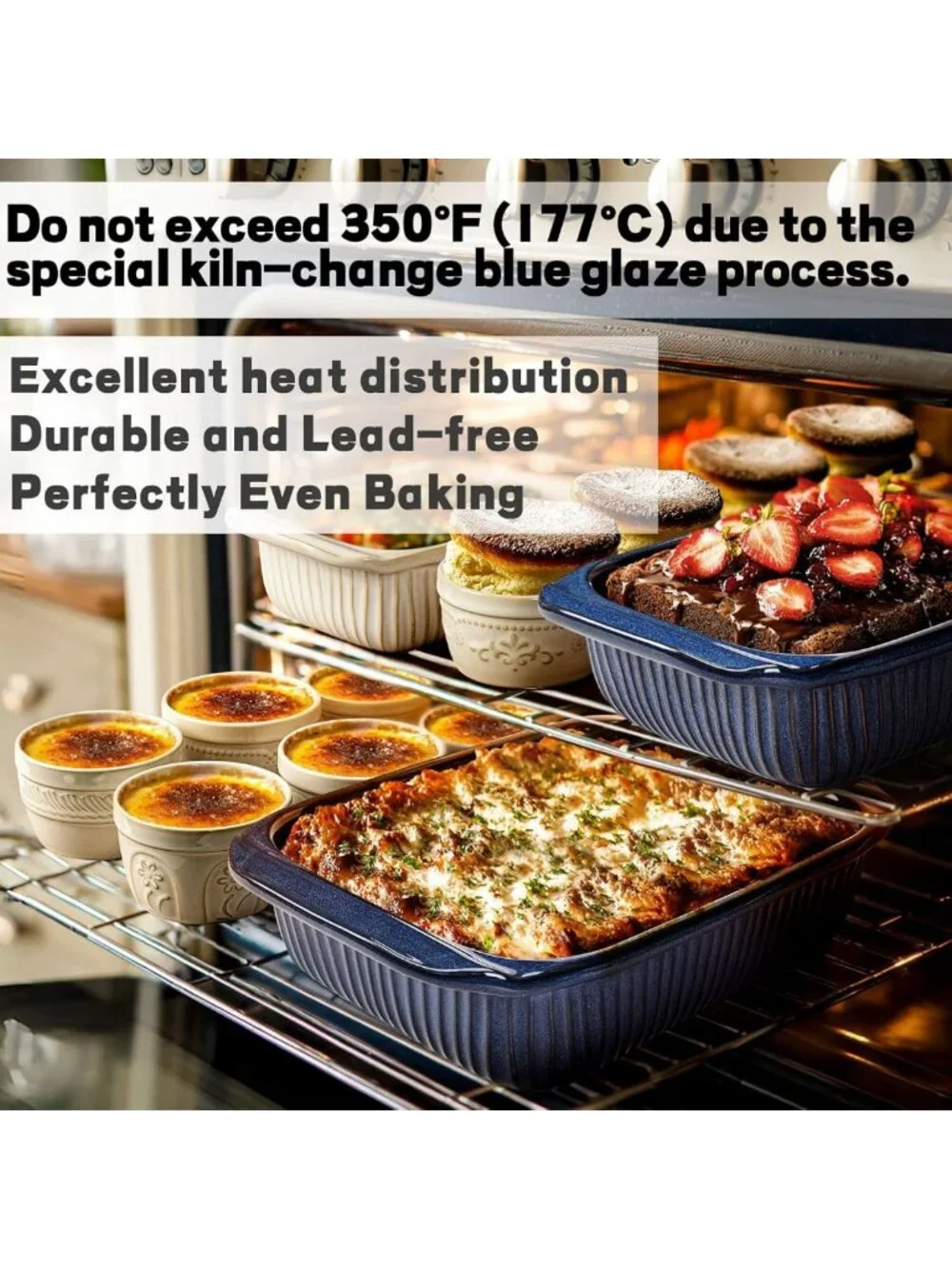 Large 5.1 Qt Casserole Dish with Lid, Deep Baking Pan for Oven, Ceramic Bakeware